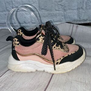 Fab kids little girls 13 fashion sneakers w/animal print/metallic gold accents